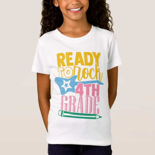 T-Shirt Prêt à rocher 4e année - Retour à l'école (Devant)