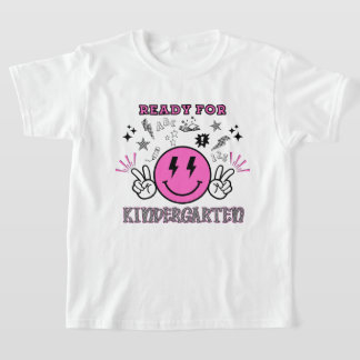 T-shirt Prêt pour jardin d'enfants rose Retro Smiley Face