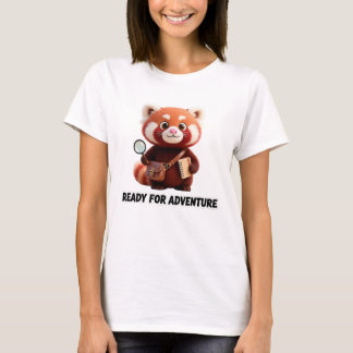 T-shirt Prêt pour l'aventure Panda Rouge Explorateur Migno