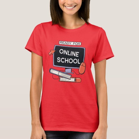T-shirt Prêt pour l'école en ligne (Devant)
