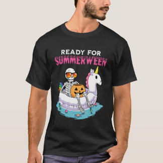 T-shirt Prêt pour Summerween Drôle d'été squelette licorne