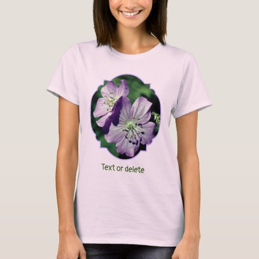 T-shirt Pretty Purple Geranium Flower Pair Personalized (Devant)