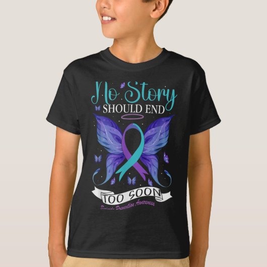 T-shirt Prévention du suicide - Aucune histoire ne devrait (Devant)
