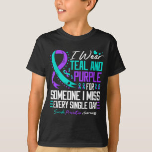 T-shirt Prévention du suicide Je porte du sarcelle et du v