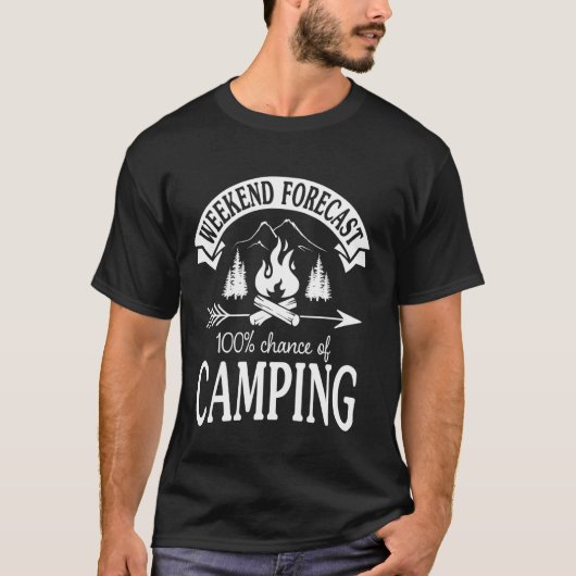 T-shirt Prévisions de week-end 100 Chances de camping Cara (Devant)