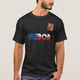 T-shirt Pribor République tchèque Cœur Drapeau Lion Blason