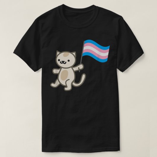 T-shirt Pride Cat Holding Transgender Flag  (Design devant)