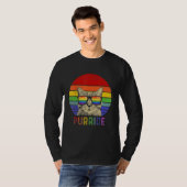 T-shirt Pride Cat Purride Gay LGBTQ Rainbow Flag Retro Sty (Devant entier)