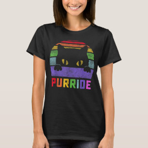 T-shirt Pride Chat Purride Gay LGBTQ Rainbow Drapeau Rétro