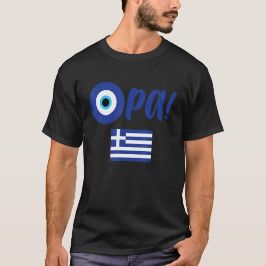 T-shirt Pride grecque Opa drapeau grec Hellas Grèce mal oe (Devant)