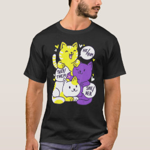 T-shirt Pride non binaire Chat Lgbt Non Binary Drapeau Cut