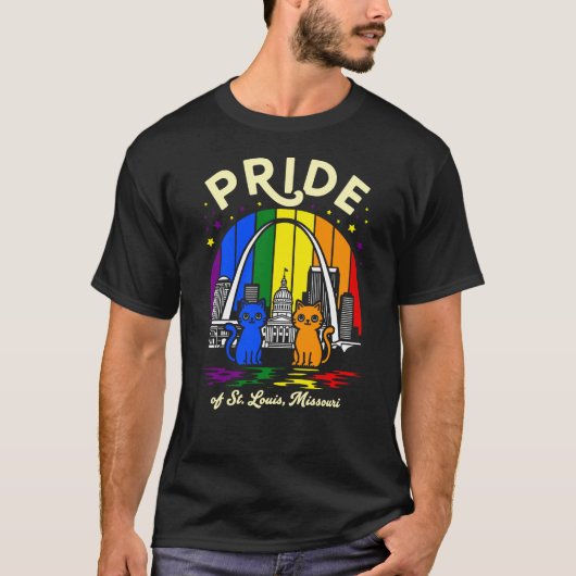 T-shirt  Pride of St. Louis City Missouri Cats Rainbow Fla (Devant)