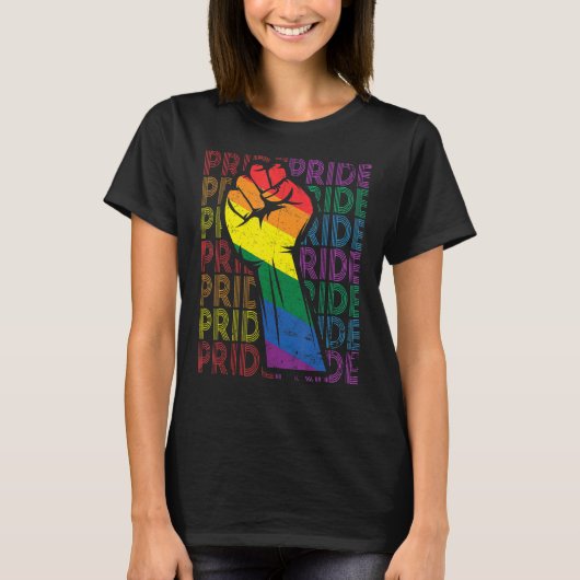 T-shirt Pride Power Fist Lgbt Mois gay Lesbian Transgende (Devant)