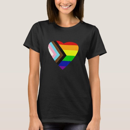T-shirt Pride Progress Rainbow Flag LGBT + Trans und Queer (Devant)