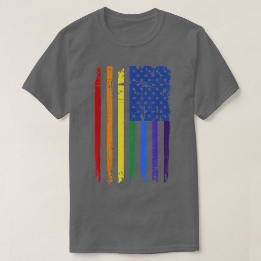 T-shirt Pride Rainbow American Flag Mois Gay pride (Design devant)