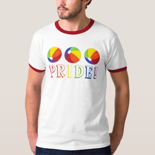 T-shirt Pride Rainbow Beach Ball Beachball Summer Tee (Devant)