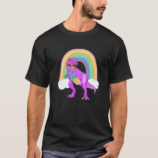 T-shirt Pride Rex Dinosaur Lgbtq Ally Rainbow (Devant)