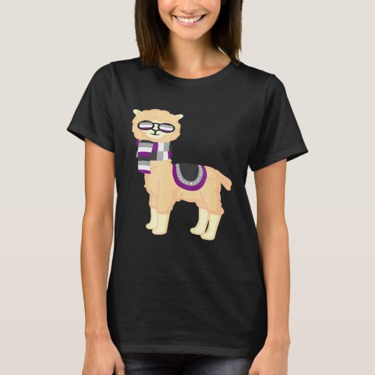 T-shirt Pride sexuelle Cool Llama avec Ace Pride Sunglasse (Devant)