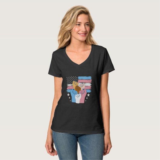 T-shirt Pride Trans USA Flag  LGBTQ Transgender Pride (Devant entier)