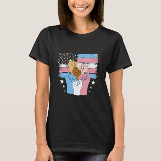 T-shirt Pride Trans USA Flag LGBTQ Transgender Pride (Devant)