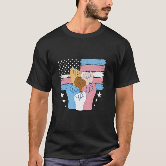 T-shirt Pride Trans USA Flag LGBTQ Transgender Pride (Devant)
