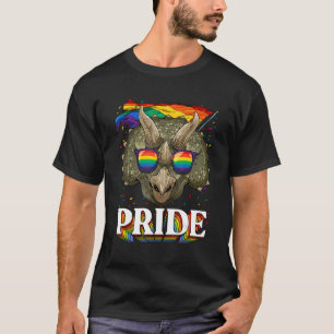 T-shirt Pride Triceratops Dinosaur LGBTQ Rainbow Flag Prid