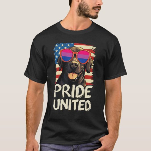 T-shirt Pride United  Labrador Bisexual Flag Sunglasses (Devant)