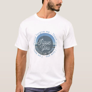 T-shirt Prière Ho'oponopono avec arrière - plan océanique