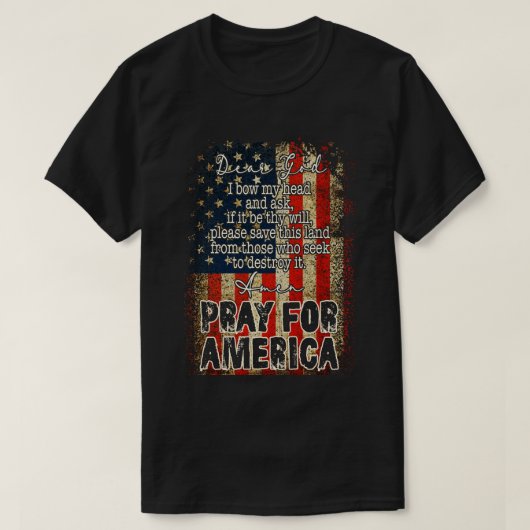 T-shirt Priez Pour L'Amérique Christian American Drapeau P (Design devant)