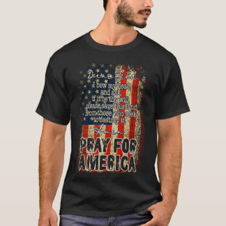 T-shirt Priez Pour L'Amérique Christian American Drapeau P