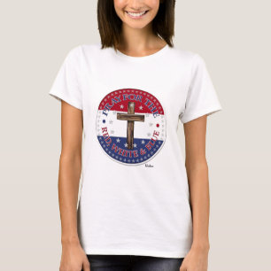 T-shirt Priez pour le rouge, blanc et bleu avec croix robu