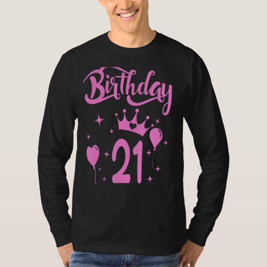 T-shirt Princesse Anniversaire Fille 21 ans Thématique Pri (Devant)
