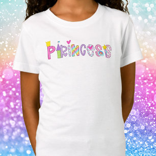 T-Shirt Princesse Avec Castle Crown Wand Heart Rainbow