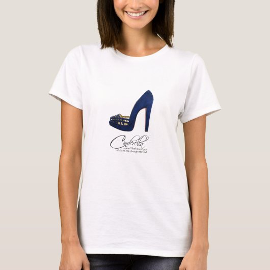 T-shirt Princesse Cendrillon Citation Bleu Suede Chaussure (Devant)