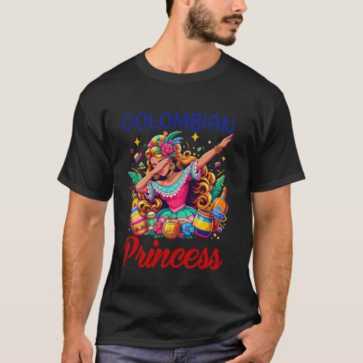 T-shirt Princesse colombienne faisant le dab avec le drape (Devant)