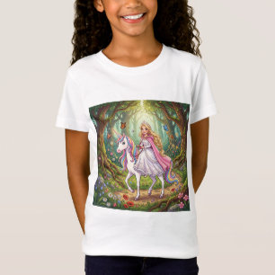 T-Shirt Princesse de dessin animé chevauchant la licorne