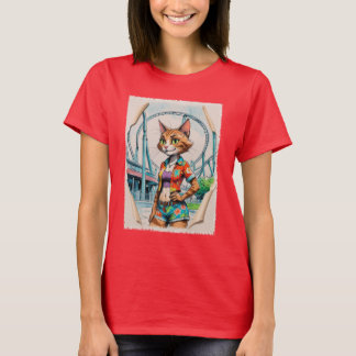 T-shirt Princesse de Parc à Thèmes Montagnes Russes Chat