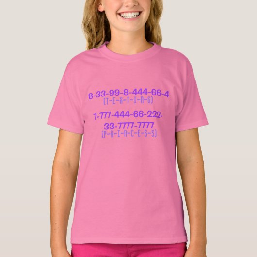 T-shirt Princesse de textation (chiffres) (Devant)