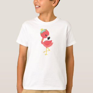 T-shirt Princesse Flamant rose, Fleurs, Couronne, Mignonne