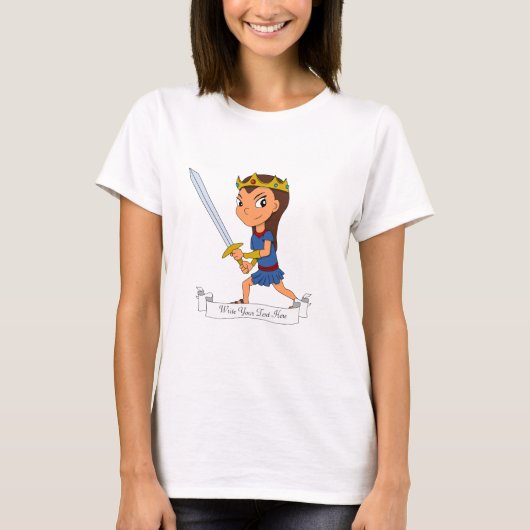 T-shirt Princesse guerrière personnalisée dessin animé (Devant)