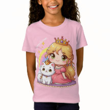 princesse mignonne personnalisable avec chat blanc