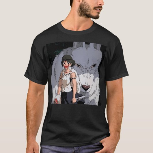 T-shirt Princesse Mononoke Draw Wolf (Devant)