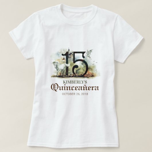 T-shirt Princesse Quinceanera 15e fête d'anniversaire (Design devant)