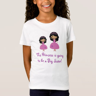 T-Shirt Princesse rose grande soeur - peau foncée