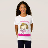 T-Shirt Princesse rose mignonne 6ème anniversaire de l'âge (Devant entier)