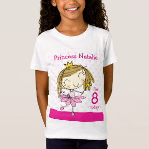 T-Shirt Princesse rose mignonne 8ème anniversaire de l'â