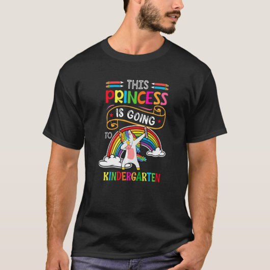 T-shirt Princesse Va À La Maternelle Unicorne (Devant)