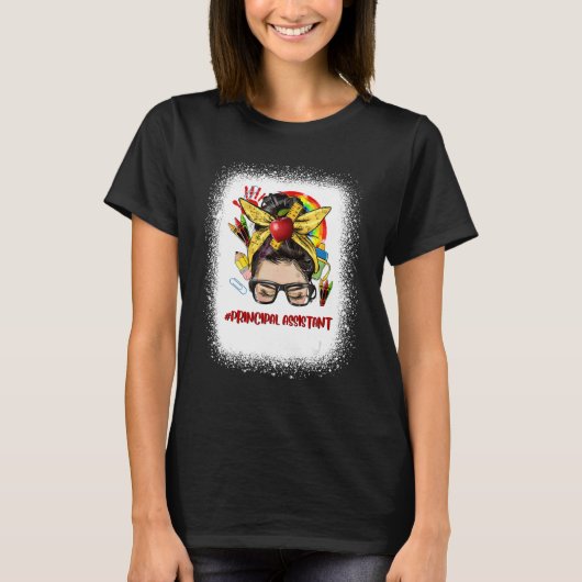 T-shirt Principal Assistant Messy Bun Hair Back To School (Devant)