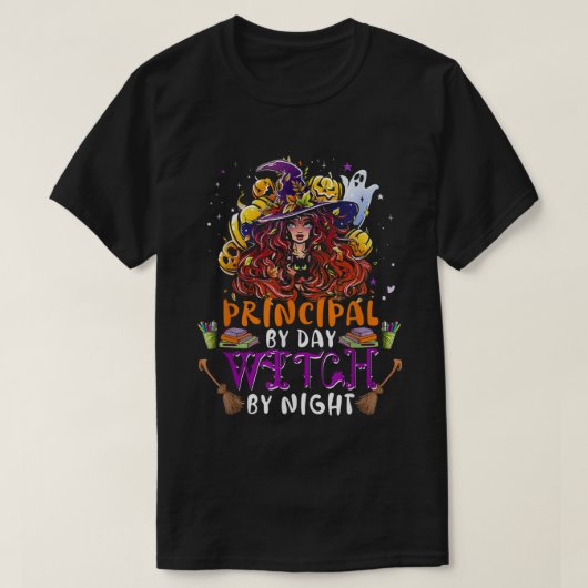 T-shirt Principal Par Jour Sorcière Par Nuit Drôle Sorcièr (Design devant)