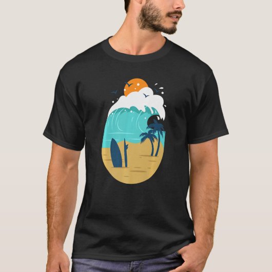 T-shirt Printed Beach Illustration For Summer Vacay Or Vac (Devant)